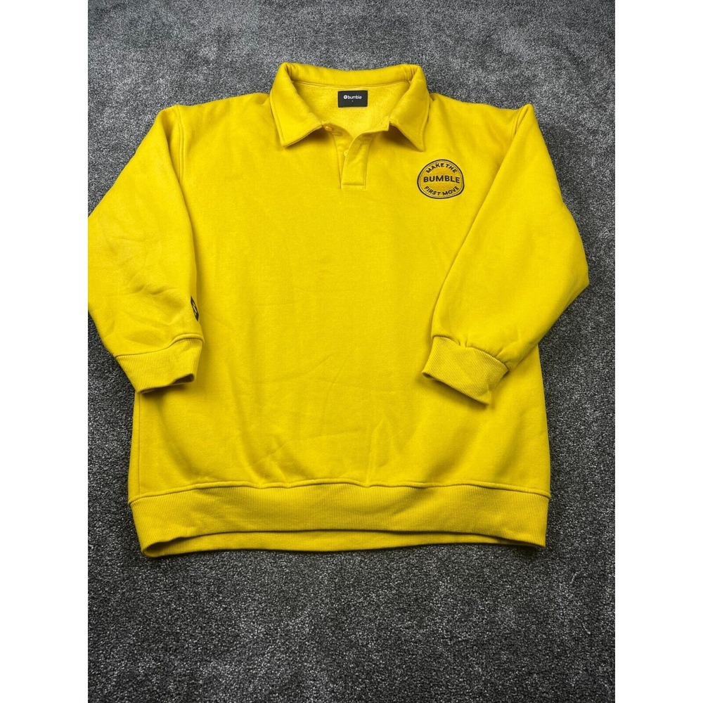 Bumble Sweater Mens Large Pullover Make The Bumble‎ First Move Patch Logo Yellow